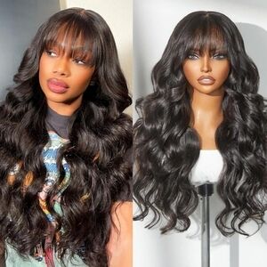 Human Hair Wig With Bangs